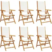 vidaXL Gartenstuhl Verstellbar 6 Stk. Cremeweiß Stoff und Massivholz