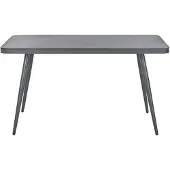 Beliani Gartentisch Grau Aluminium 140x80 cm für 4 Personen Glasplatte in Steinoptik rechteckig Outdoor Terrasse Balkon Möbel
