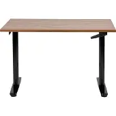 Beliani Schreibtisch Braun/Schwarz Melamin 120x72 cm Manuell Höhenverstellbar Rechteckig mit Kurbel Rundes Metallgestell Modern Büro Steh-Sitz-Tisch