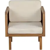 Beliani Gartensessel Hellbraun Akazienholz mit Armlehnen Auflagen Beige Stoff Rustikal Modern Outdoor Terrasse Garten Balkon Möbel Außenbereich