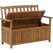 Beliani Gartenbank Hellbraun Akazienholz 120 cm mit Armlehnen Stauraum Modern Rustikal Garten Terrasse Wintergarten Ausstattung Sitzmöbel Outdoor