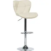 Beliani Barhocker Hellbeige Kunstleder Höhenverstellbar Drehbar mit Hoher Rückenlehne Silbernes Metallgestell Fußstütze Modern Kücheninsel Küchenbar