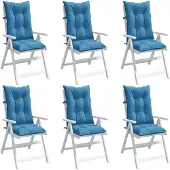 vidaXL Hochlehner-Auflagen 6 Stk. Melange Blau 120x50x7 cm Stoff