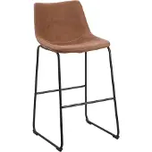 Beliani Stilvoller Barstuhl 2er Set Braun Stoff/Metall 100 cm Retro