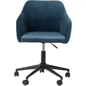 Beliani Arbeitshocker mit Rollen Blau aus Samtstoff Moderner Bürostuhl