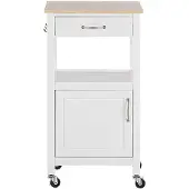 Beliani Servierwagen Weiß MDF Platte Gummibaumholz Kiefernholz 89 x 39 x 48 cm Landhausstil Traditionell Praktisch Multifunktional Wohnzimmer