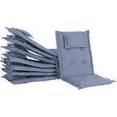 Beliani Auflage für Gartenstuhl Blau Polsterbezug 8er Set Gartenmöbel