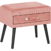 Beliani Nachttisch Rosa Cord Kiefernholz 46 x 50 x 35 cm Modern Lustig Koffer Optik Schlafzimmer