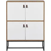 Beliani Moderne Kommode Heller Holzfarbton / Weiß 4 Türen MDF- Platte Metall für Schlafzimmer für Wohnzimmer