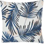 Beliani Gartenkissen 2er Set Blau Stoffbezug quadratisch 45 x 45 cm mit Füllung Palmenmotiv Reißverschluss für Lounge Garten Terrasse Indoor Outdoor