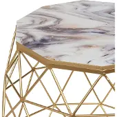 Beliani Couchtisch Gold MDF-Platte Marmor Optik Gitterkorb Metallgestell Diamant-Form Glamour Elegant Sofatisch Wohnzimmer Flur Esszimmer Schlafzimmer