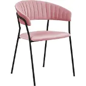 Beliani Set aus 2 Esszimmerstühlen Samtpolsterung rosa schwarze Metallbeine mit Armlehnen gebogene Rückenlehne modernes Design