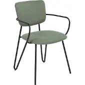 Beliani Set aus 2 Esszimmerstühlen Dunkel Grün Polyester Strukturgewebe Polsterung Schwarze Metallbeine Armlose Gebogene Rückenlehne Modernes Design