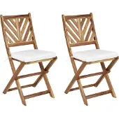 Beliani Sitzkissen für Gartenstuhl 2er Set Cremeweiß Stoffbezug mit Reißverschluss Bindebändern 34x37 cm Modern Outdoor Ausstattung Stuhlkissen