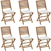 Beliani Sitzkissen für Gartenstuhl 6er Set Cremeweiß Stoffbezug mit Reißverschluss Bindebändern 31 x 39 cm Modern Outdoor Stuhlkissen Stuhlpolster