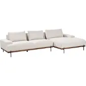 Beliani 3-Sitzer Ecksofa Hellbeige Stoff L-Förmig mit Chaiselongue Links Hohe Schwarze Metallfüße Breite Sitzfläche und Armlehnen Lose Rückenkissen