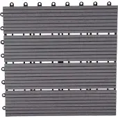 MCW WPC Bodenfliese Sarthe Holzoptik Balkon/Terrasse 11x Je 30x30cm - 1qm Grau Linear