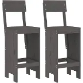 vidaXL Barhocker 2 Stk. Grau 40x48,5x115,5 cm Massivholz Kiefer