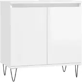 vidaXL Badschrank Hochglanz-Weiß 58x33x60 cm Holzwerkstoff