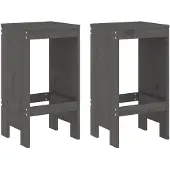vidaXL Barhocker 2 Stk. Grau 40x36x75 cm Massivholz Kiefer