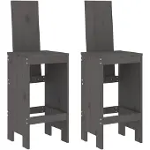 vidaXL Barhocker 2 Stk. Grau 40x42x120 cm Massivholz Kiefer