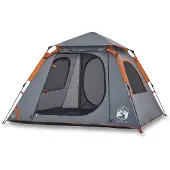 vidaXL Kuppel-Campingzelt 4 Personen Grau und Orange Quick Release