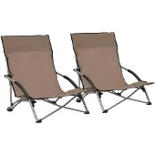 vidaXL Klappbare Strandstühle 2 Stk. Taupe Stoff