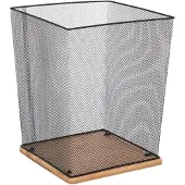 Five Abfall-/Mulleimer - 19 Liter - Metall/Bambus - schwarz/hellbraun - 25x31 cm