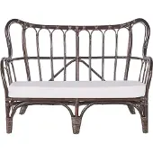 Beliani Lounge Set Dunkler Holzfarbton 4er Sitzer Rattan Auflagen Beige Sessel Sofa Couchtisch Couchtisch Beistelltisch für Terrase für Garten