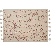 Beliani Decke Baumwolle beige / rot 130 x 180 cm geometrisches Muster BHIWANI