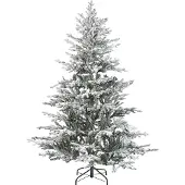 Beliani Künstlicher Weihnachtsbaum Grün und Weiß 180 cm mit LED Beleuchtung und Kunstschnee Schneebedeckt Weihnachtsdeko
