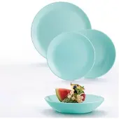 Luminarc Essteller Teller Speiseteller Servierteller Dessertteller Abendservice DIWALI Hartglasgeschirr Geschirrset Tafelset Türkis 18Stk.HOMLA