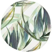 Beliani Gartenkissen 2er Set Weiß / Grün 40 cm Rund Blättermotiv Blättermuster Outdoor Kissen für Garten Terrasse