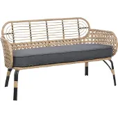 Beliani Rattansofa 2-Sitzer aus PE Naturgrau, mit Sitzkissen geflochten Boho Design