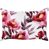 Beliani Gartenkissen 2er Set Weiß u. Rosa Stoffbezug mit Füllung Rechteckig 40x60 cm Blumenmuster Modernes Design Outdoor Terrasse Balkon Dekokissen