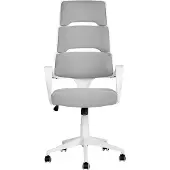 Beliani Bürostuhl Grau und Weiß Stoffbezug Höhenverstellbar Drehbar mit Armlehnen Bremsbaren Rollen Modern Arbeitszimmer Drehstuhl Arbeitsstuhl