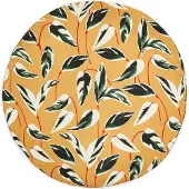 Beliani Gartenkissen Gelb 40 cm Rund Blätter Muster Blatt Motiv für Garten Terrasse Outdoor