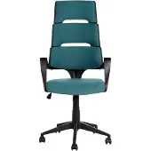 Beliani Bürostuhl Blaugrün und Schwarz Stoffbezug Höhenverstellbar Drehbar mit Armlehnen Bremsbaren Rollen Modern Arbeitszimmer Drehstuhl Arbeitsstuhl