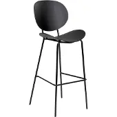 Beliani Barstuhl 2er Set Schwarz Kunststoff mit Metallgestell Fußstütze Lehne Skandi Modern für den Innenbereich Küche Esszimmer Möbel Ausstattung