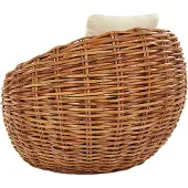 Beliani Gartenstuhl Natur Rattangeflecht mit Polyester Kissen modernes Design Outdoor Lounging Möbel