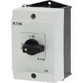 Eaton 207081 EIN-AUS-Schalter, T0, 20 A, Aufbau, 2 Baueinheit(en), 3-polig, mit schwarzem Knebel und Frontschild T0-2-1/I1