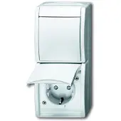 Busch-Jaeger 2601/6/20 EBW-54, Typ F, 2P+E, Weiß, IP44, 250 V, 16 A