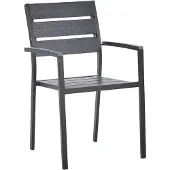 Beliani Gartenstuhl 6er Set Schwarz Kunstholz und Aluminium Stapelbar mit Armlehnen Modernes Design Sitzmöbel Outdoor Terrasse Balkon Ausstattung Möbel