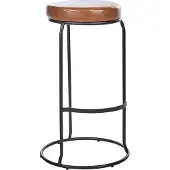 Beliani Barhocker 2er Set Braun Kunstleder-Bezug und Metall Ohne Lehne mit Fußstützen Retro Design Sitzmöbel Wohnzommer Küche Bar Wohnküche Ausstattung