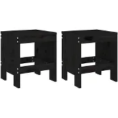 vidaXL Gartenhocker 2 Stk. Schwarz 40x36x45 cm Massivholz Kiefer