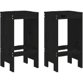 vidaXL Barhocker 2 Stk. Schwarz 40x36x75 cm Massivholz Kiefer