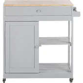 Beliani Servierwagen Grau Gummibaumholz MDF 4 Fächer 1 Schublade Landhausstil Modern Elegant Multifunktional Wonzimmer