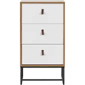 Beliani Moderne Kommode Heller Holzfarbton / Weiß 3 Schubladen MDF- Platte Metall für Schlafzimmer für Wohnzimmer