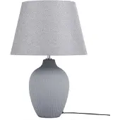 Beliani Tischlampe Grau Keramik 52 cm Stoffschirm Vasenform Kabel mit Schalter Retro-Stil