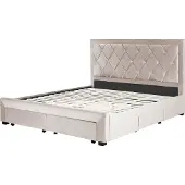 Beliani Polsterbett Beige Samtstoff 4 Schubladen Lattenrost 180 x 200 cm mit Hohem Kopfteil im Chesterfield Stil Knopfheftung Glamourös Schlafzimmer